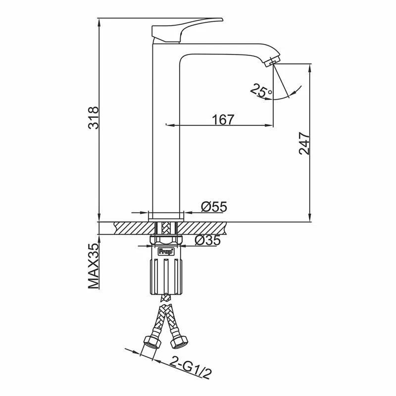 Высокий смеситель для раковины Frap H75-9 F1075-219 графит