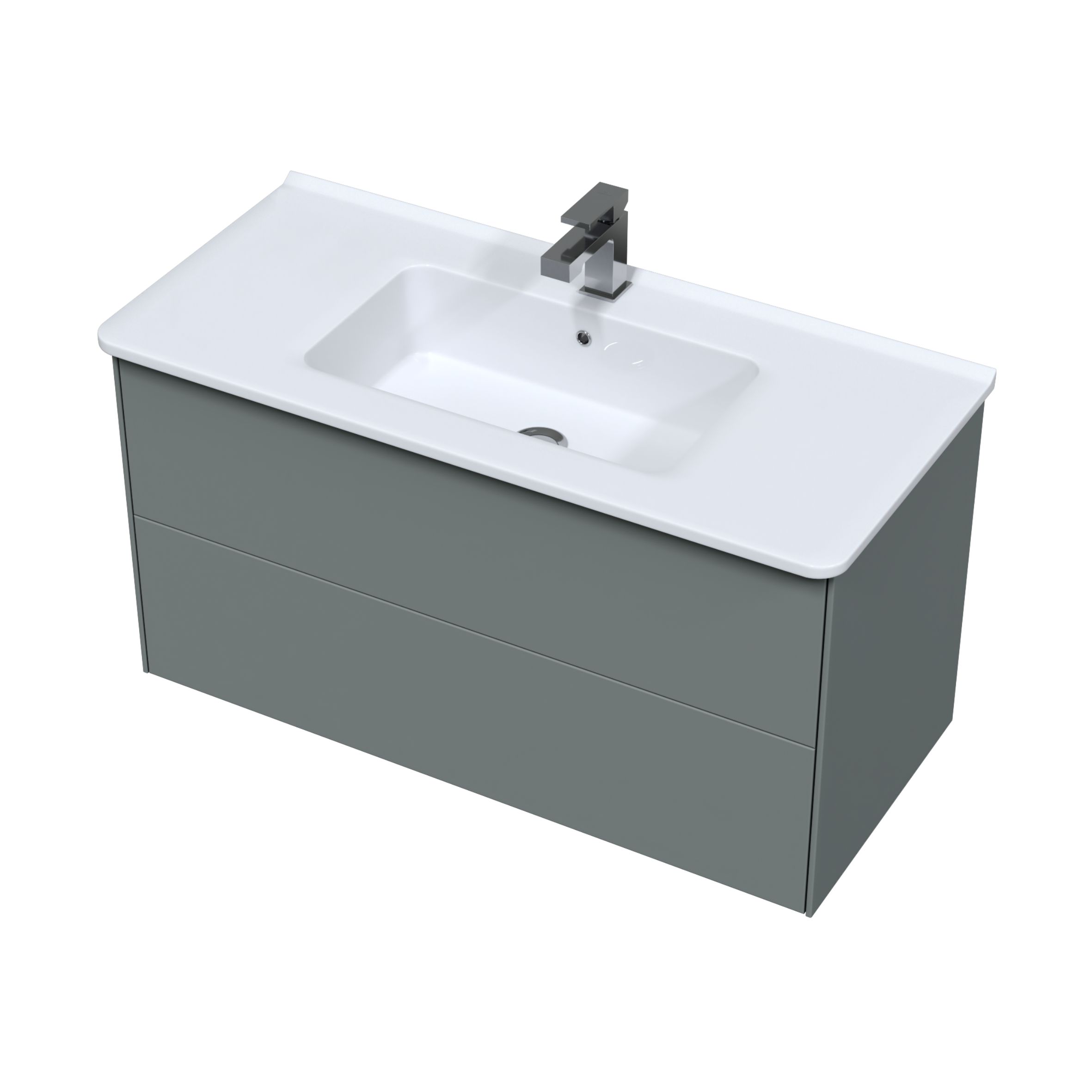 Подвесная тумба Sole Ultra 100 (2 ящ.) серая матовая