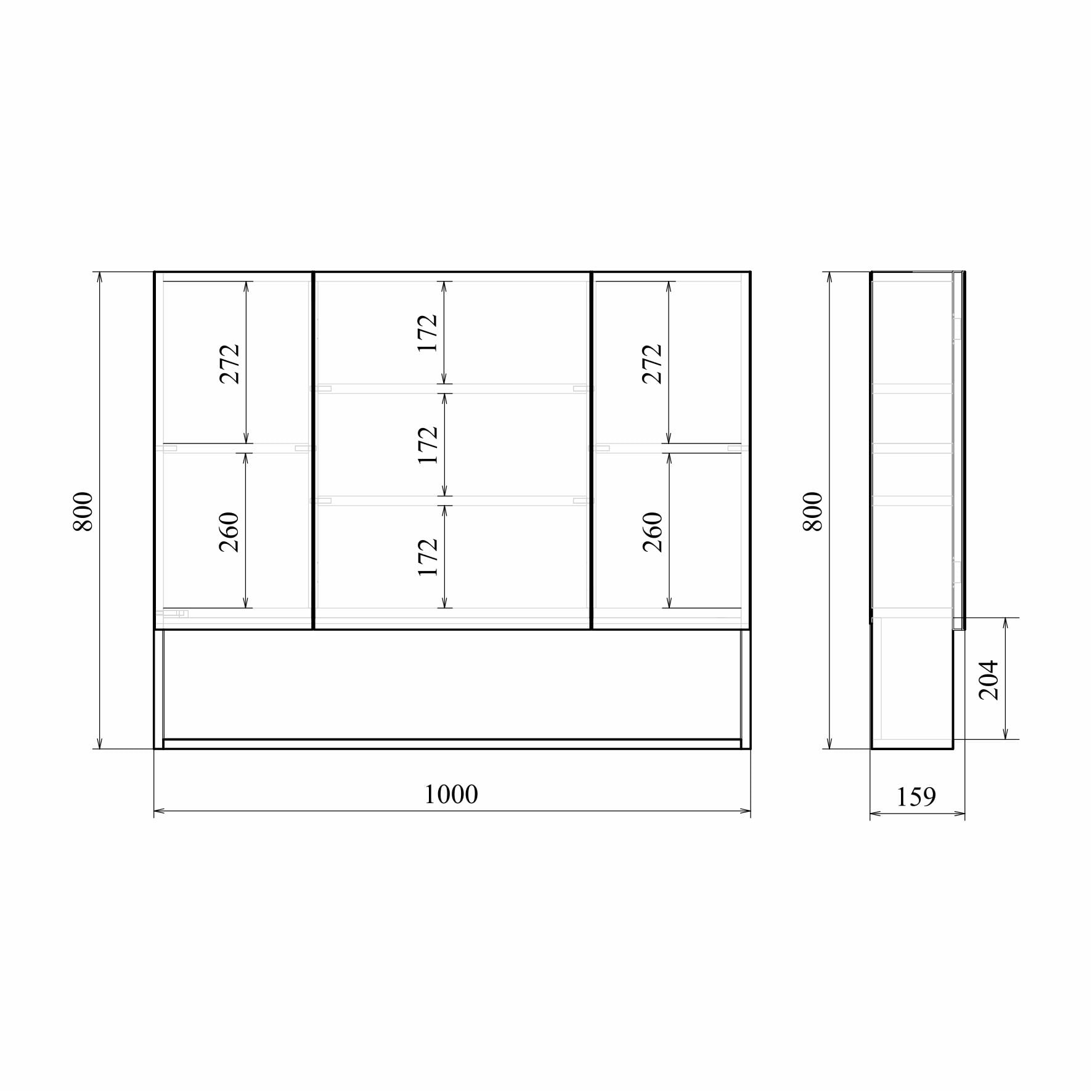 Зеркало-шкаф Мирсант Мальта 100 дуб белый