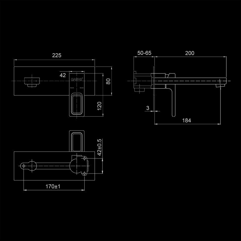 Встраиваемый смеситель для раковины Gappo G17-6 G1017-16 черный