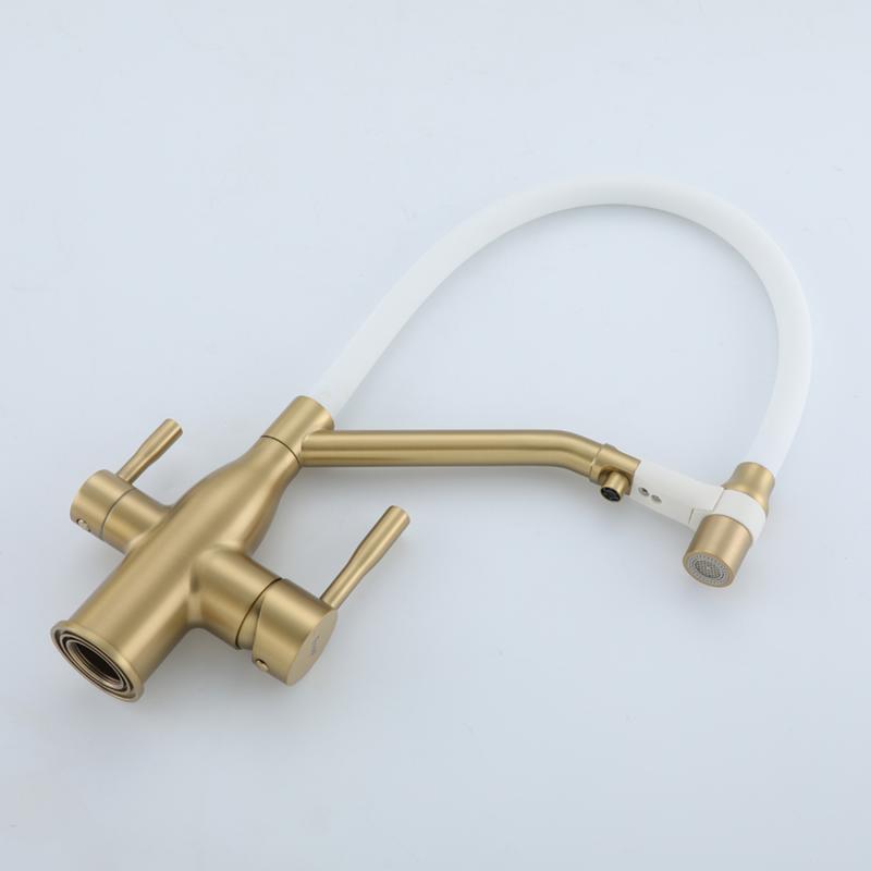 Смеситель для кухни с фильтром Frap H97 F4397-3 золотой сатин