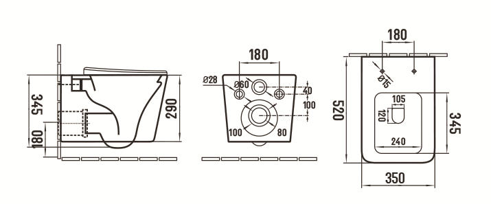 Подвесной унитаз CeramaLux 5170МВ черный матовый