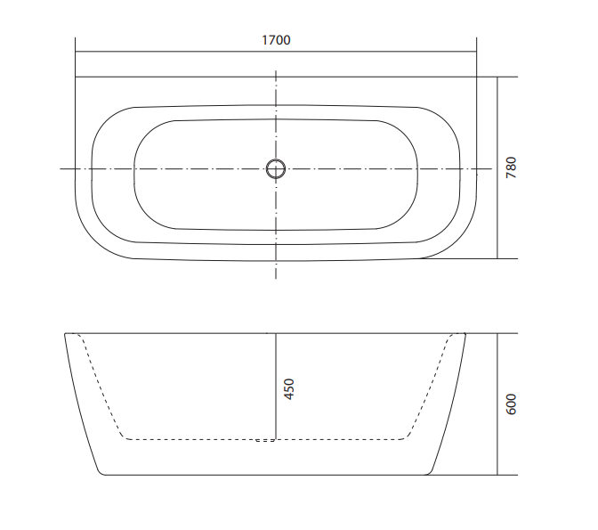 Отдельностоящая акриловая ванна Aquatek Алтея 170*78 AQ-123778, с сливом-переливом и ножками