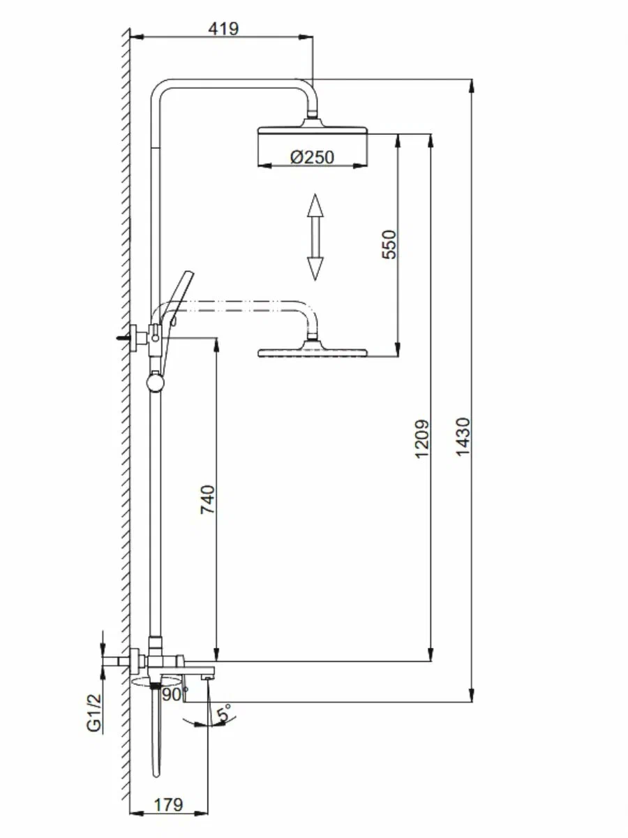 Душевая система Frap H85-9 F2485-9 оружейная сталь