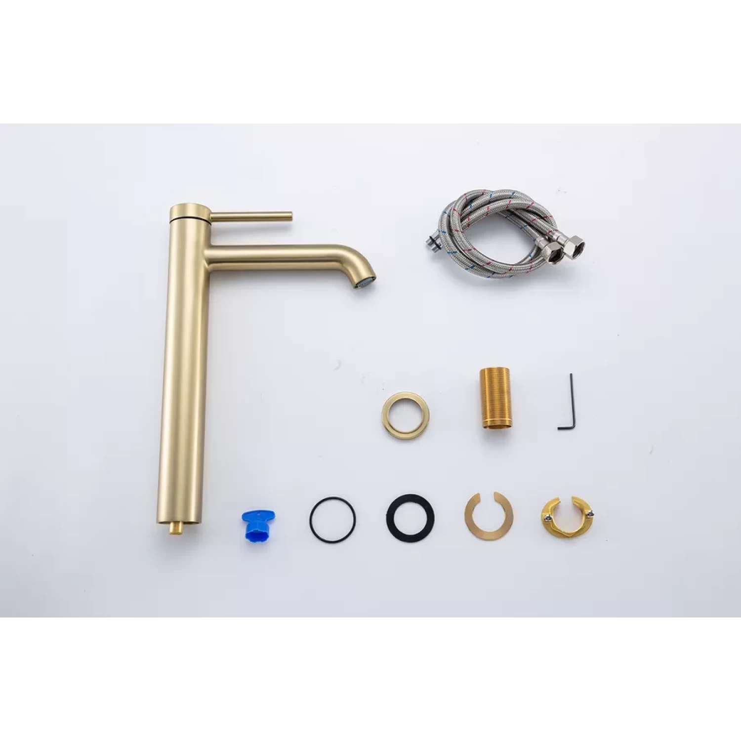 Высокий смеситель для раковины Gappo G06-3 G1006-23 золотой сатин