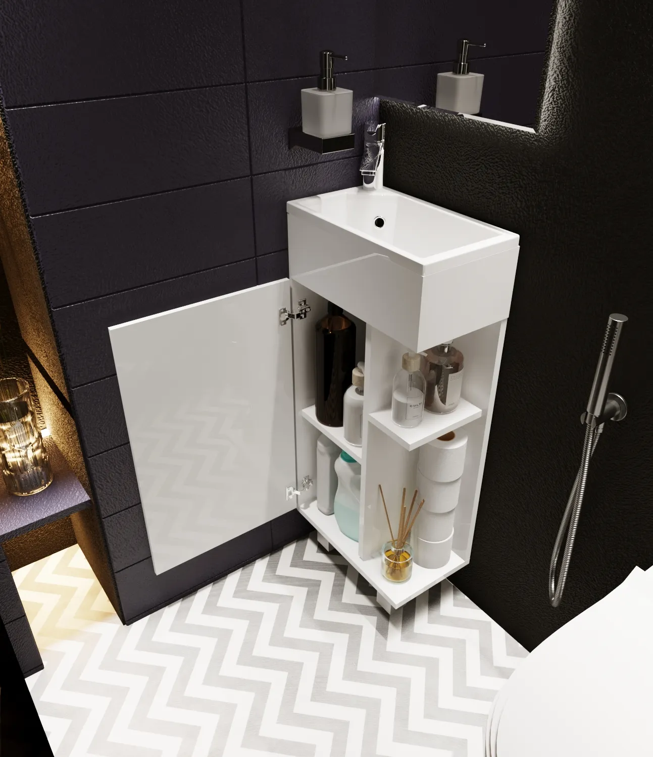 Тумба с раковиной 1Marka Laura 40Н 1д. Белый глянец L