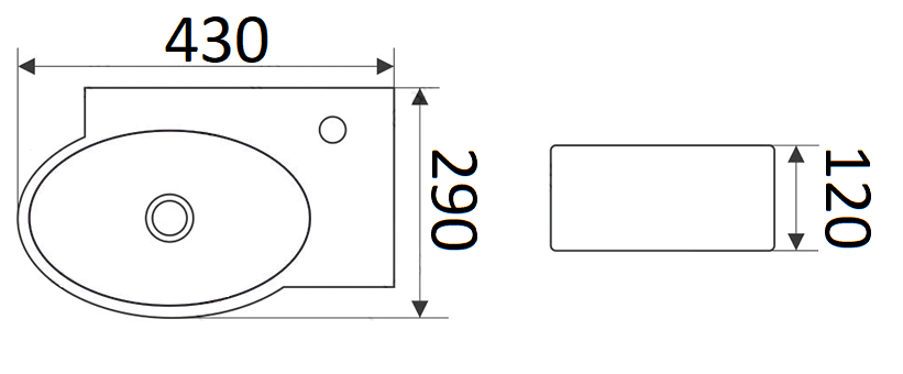 Подвесная раковина CeramaLux 43 N 9100L левая белая
