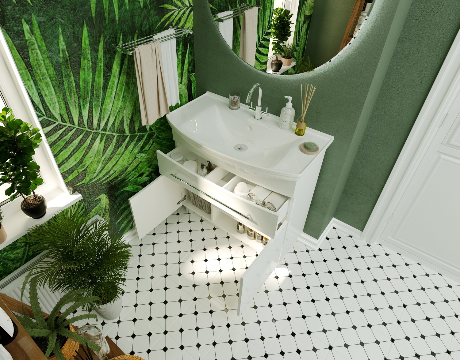 Тумба 1Marka Lina New 85Н 1в.я 2д Белый глянец