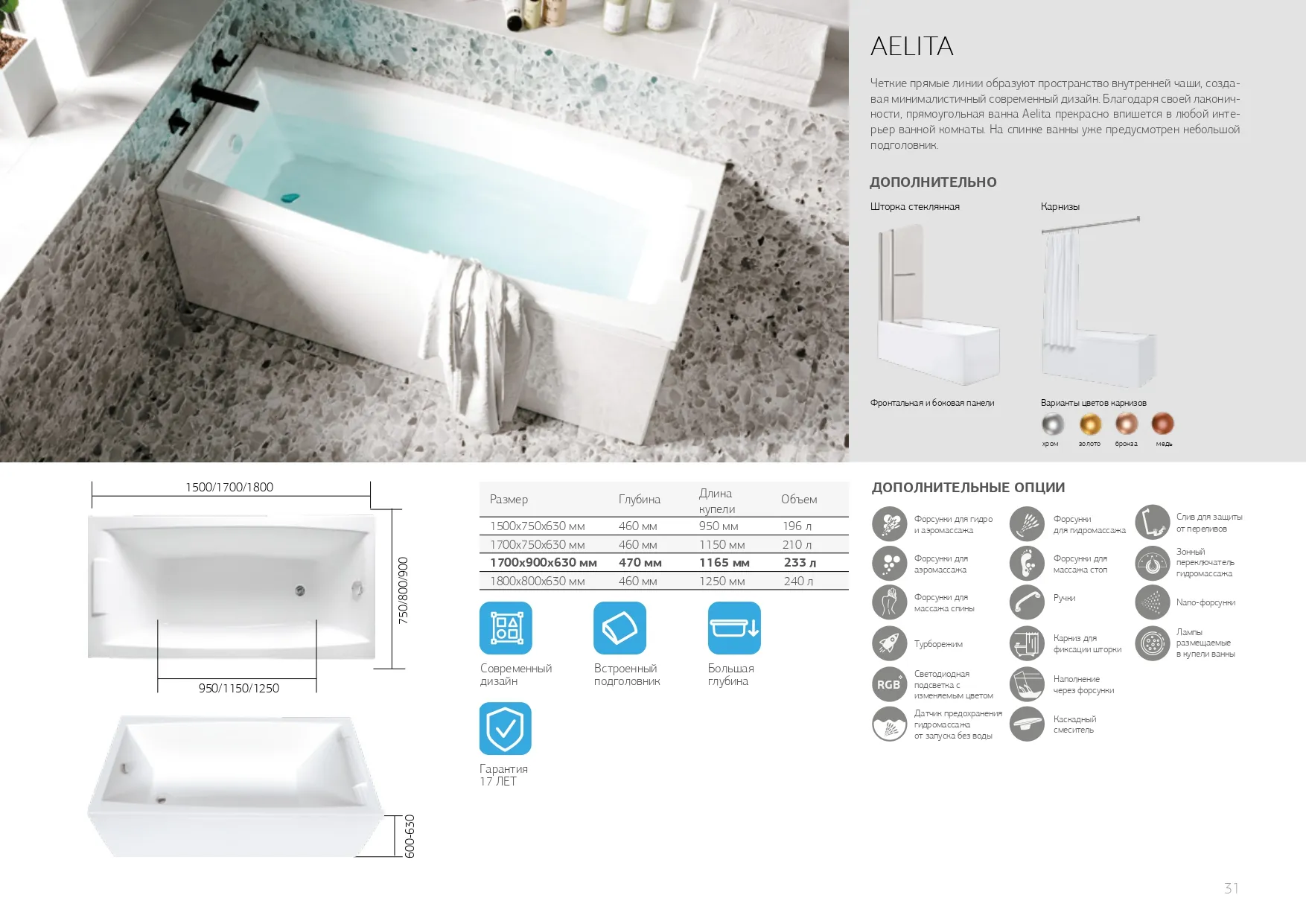 Акриловая ванна Marka One Aelita 180*80