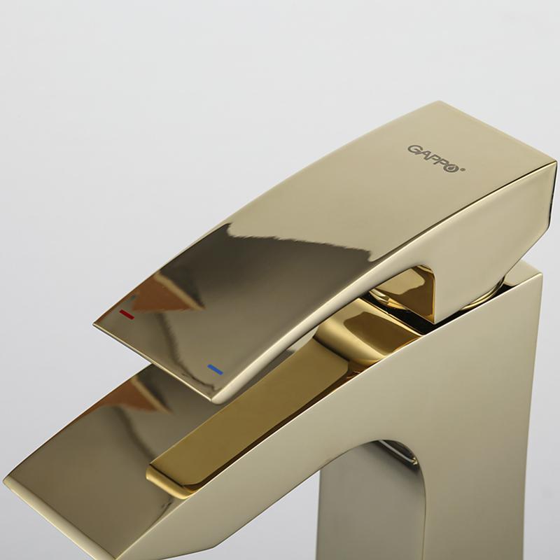 Смеситель для раковины Gappo G07-3 G1007-13 золото