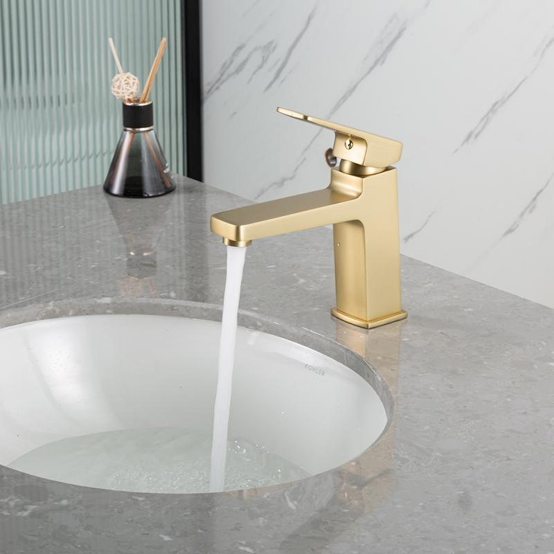 Смеситель для раковины Frap H90-3 F1090-3 золотой сатин