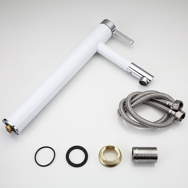 Высокий смеситель для раковины Frap F1052-15 белый-хром