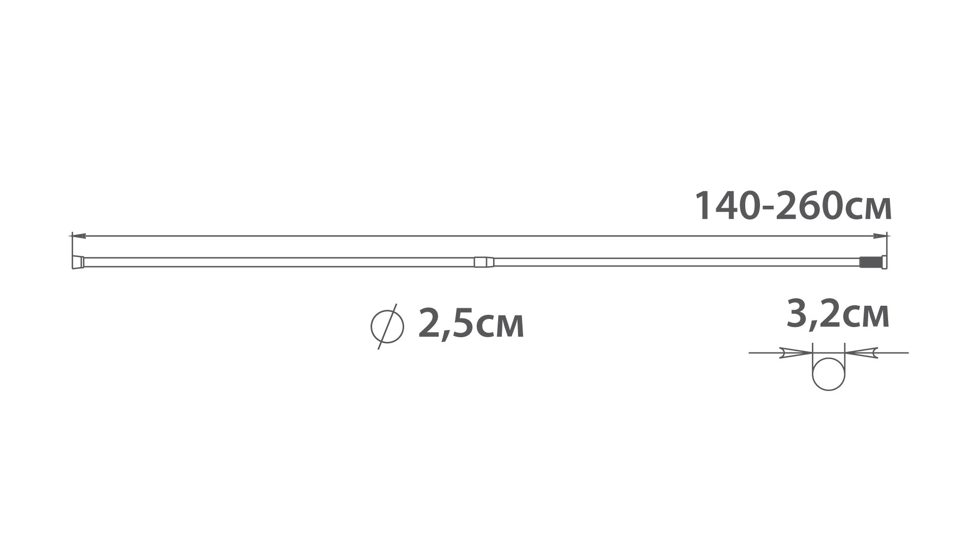 Карниз для ванной  раздвижной Fixsen, FX-51-201, нерж.сталь-хром, 140-260 см.