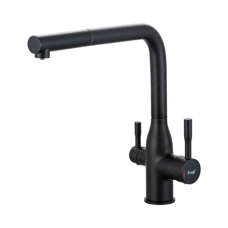 Вытяжной смеситель для кухни с фильтром Frap H96 F4396-36 черный