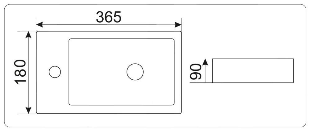 Подвесная/накладная раковина CeramaLux 36,5 N 9272R правая белая