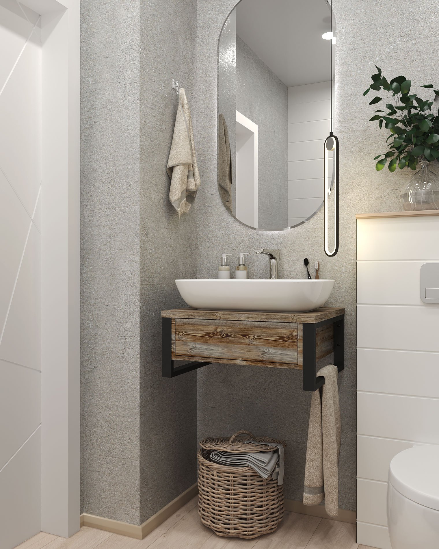 Тумба 1Marka Grunge Loft 60П 1в.я Дуб Намибия