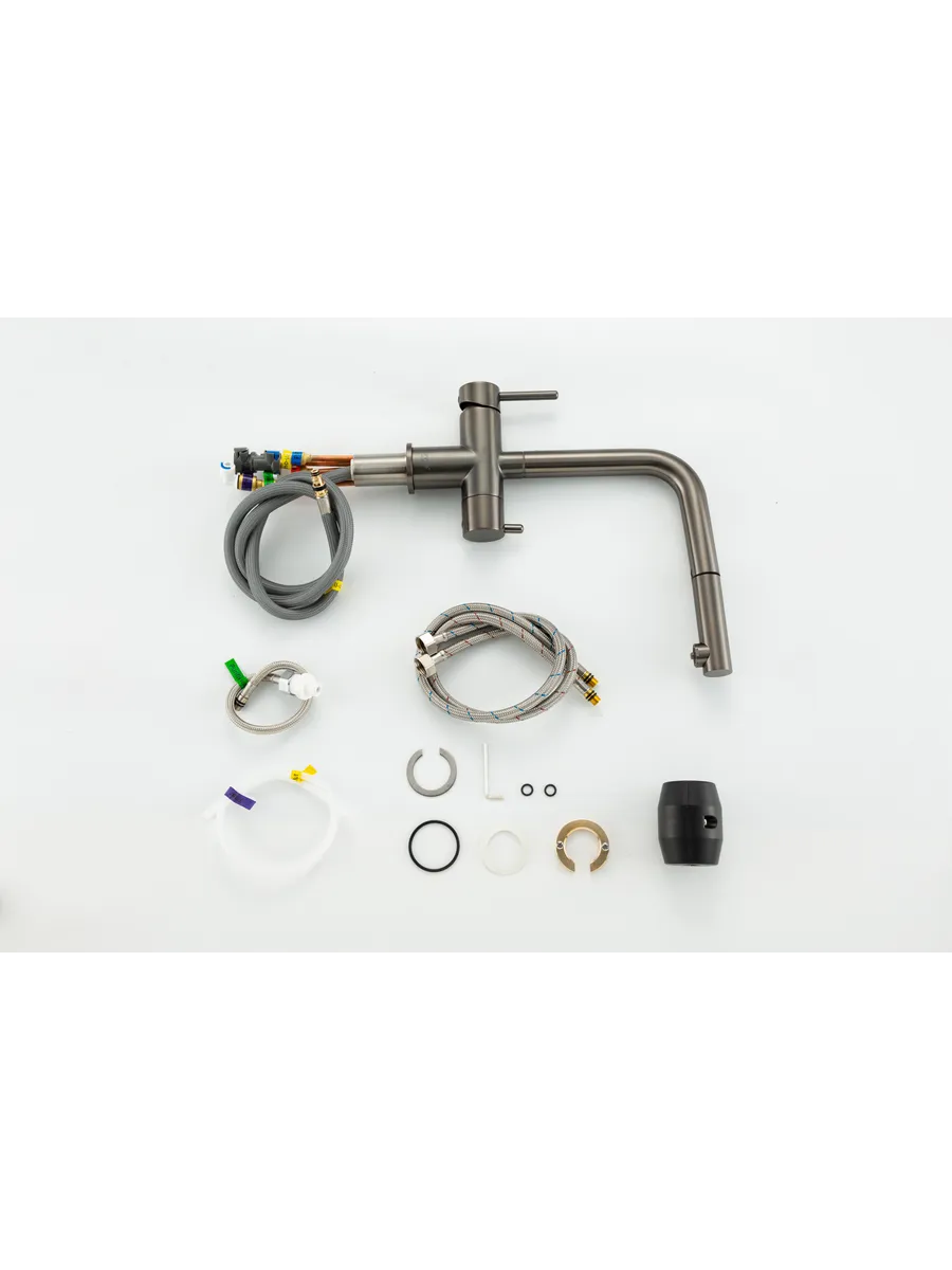 Вытяжной смеситель для кухни с фильтром Gappo G97 G4397-79 оружейная сталь