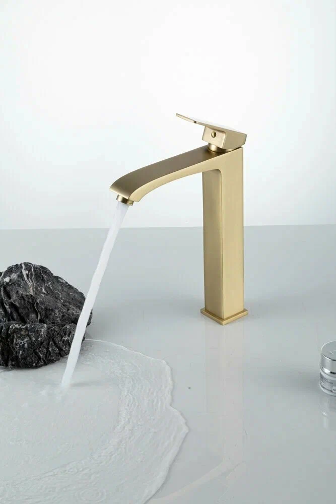 Высокий смеситель для раковины Frap H76-3 F1076-23 золотой сатин