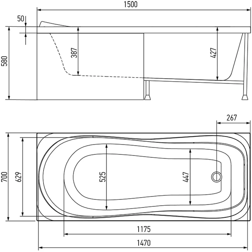 Акриловая ванна Alex Baitler Saima 150*70