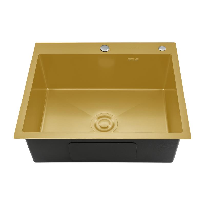 Мойка для кухни с коландером из нержавеющей стали Gappo GS6050-3 золотой сатин