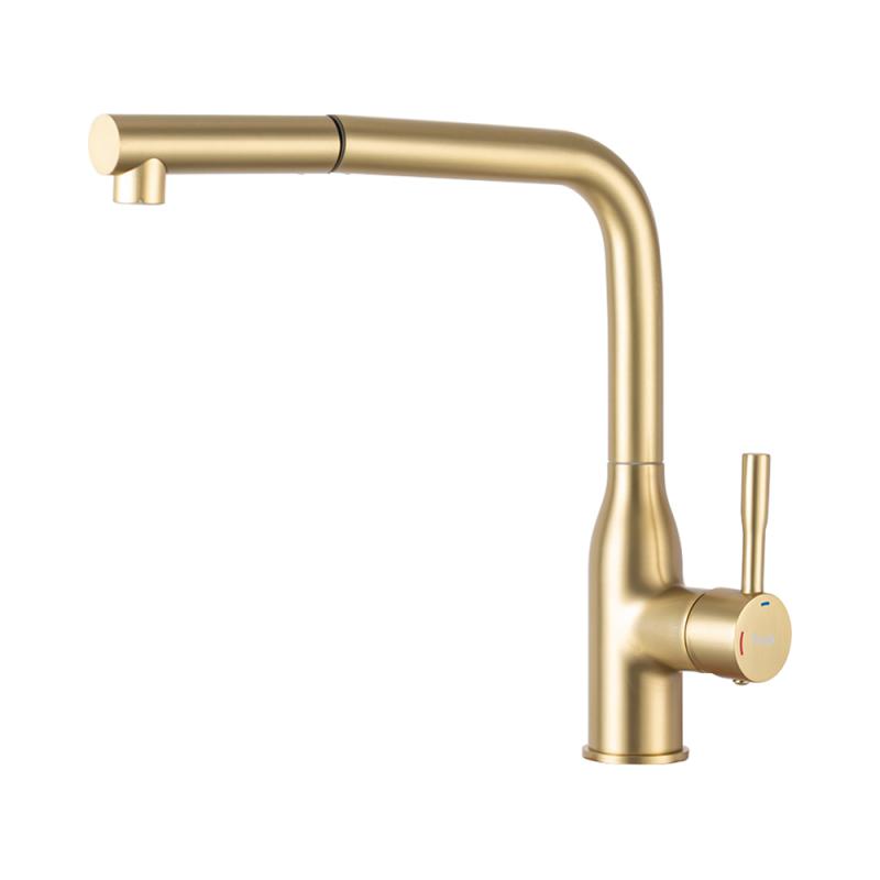 Вытяжной смеситель для кухни Frap H97 F6096-3 золотой сатин