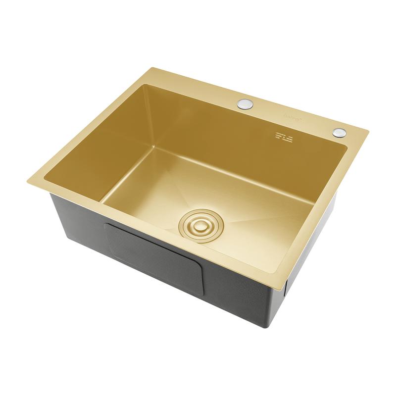 Мойка для кухни с коландером из нержавеющей стали Gappo GS6050-3 золотой сатин