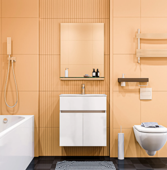 Тумба с раковиной 1Marka Mira 60П 2д. Белый глянец