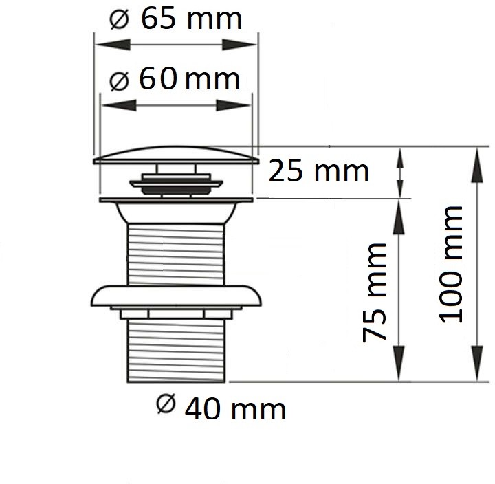 Донный клапан для раковины CeramaLux RD002 без перелива белый