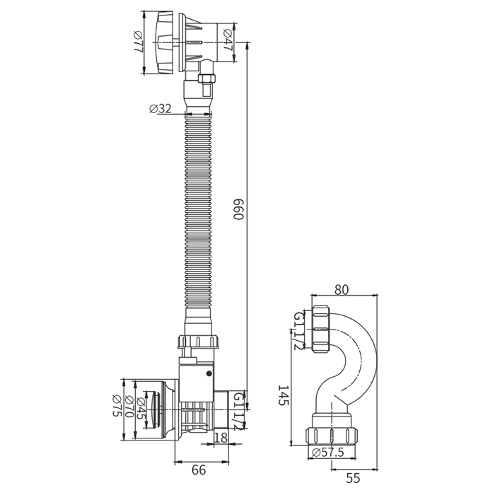 Слив-перелив для ванны автомат Frap F68-29 оружейная сталь