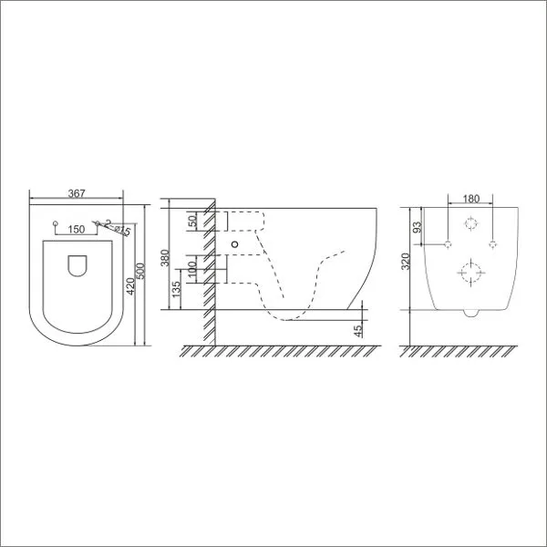 Подвесной безободковый унитаз Sole Pandora с крышкой Soft-close