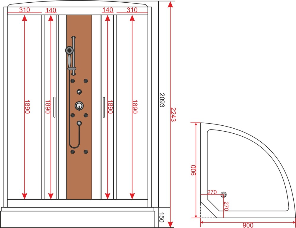 Душевая кабина EvaGold бамбук 1808 90*90