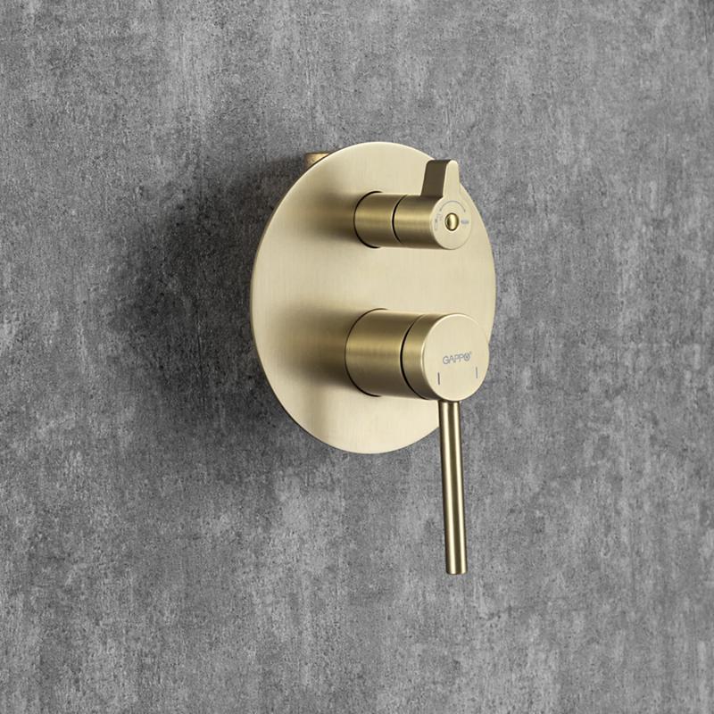 Встраиваемая душевая система Gappo G06-3 G7106-3 золотой сатин