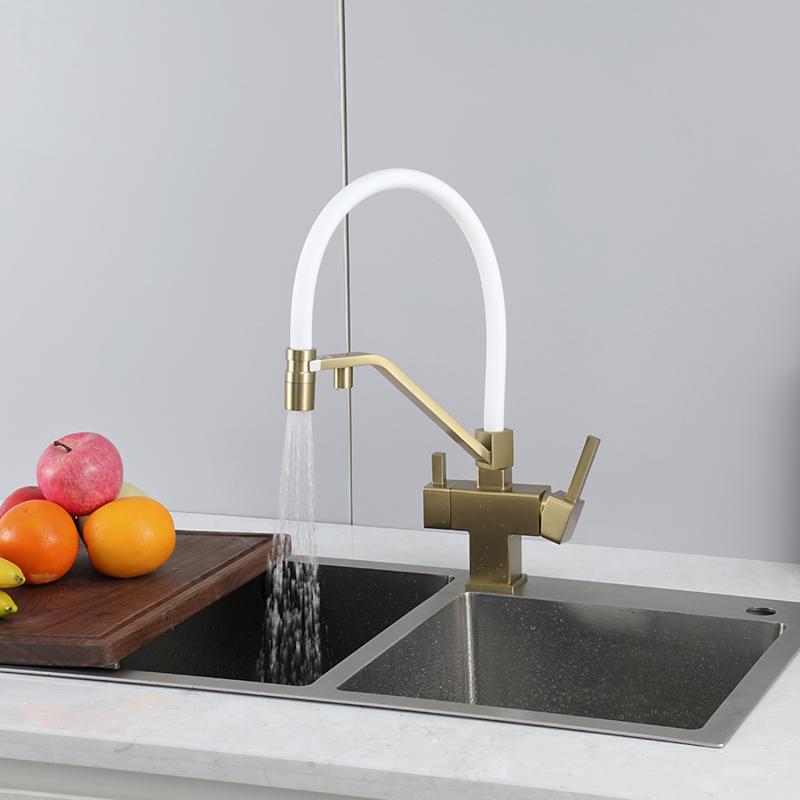 Смеситель для кухни с фильтром Gappo G95 G4395-63 золотой сатин