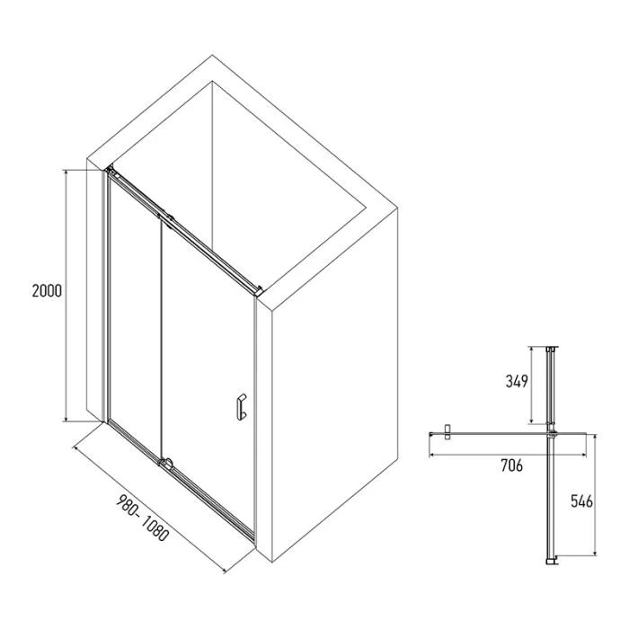 Дверь в нишу Alex Baitler AB71C100 1000*2000