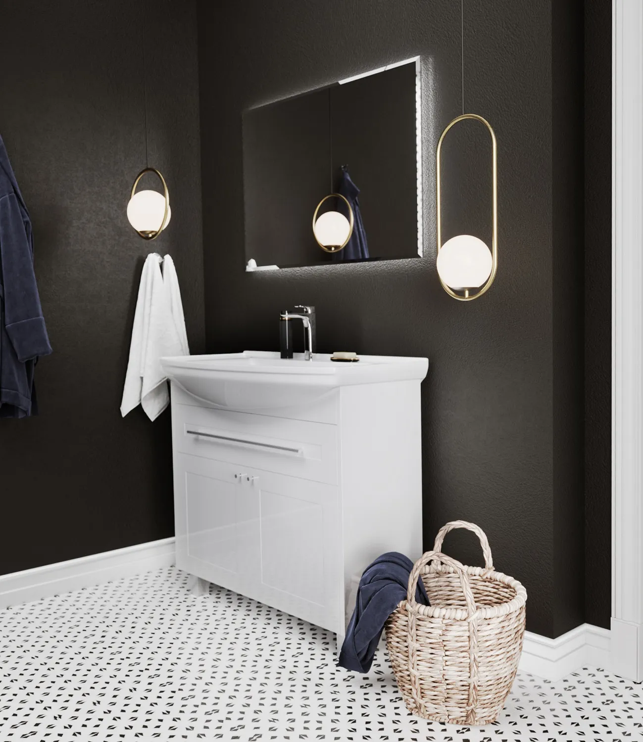 Тумба 1Marka Lina Classic New 85Н 1в.я 2д Белый глянец