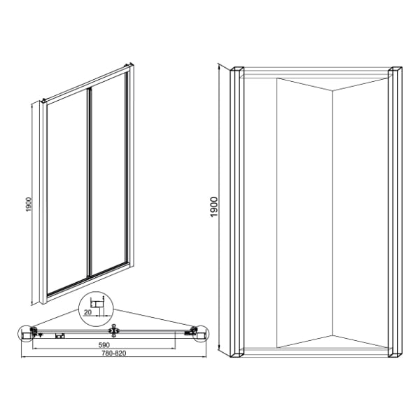 Дверь в нишу сдвижная Sole Vega 80*190