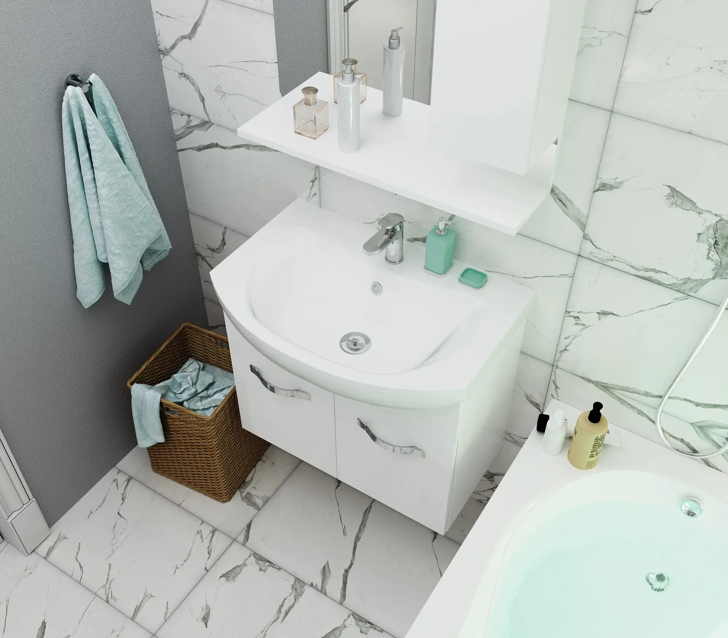 Тумба 1Marka Вита 65П 2д. Белый глянец, МДФ