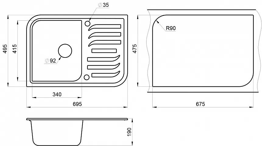 Кухонная мойка Granula GR-7001 Арктик (белый)