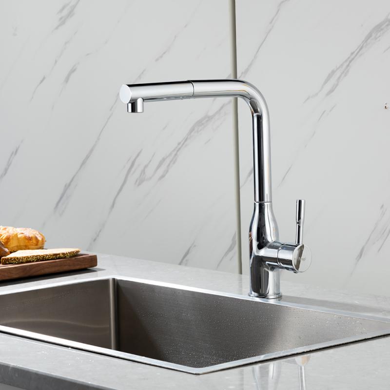 Вытяжной смеситель для кухни Frap H97 F6096 хром