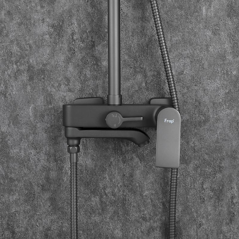 Душевая система Frap H75-9 F2475-9 оружейная сталь