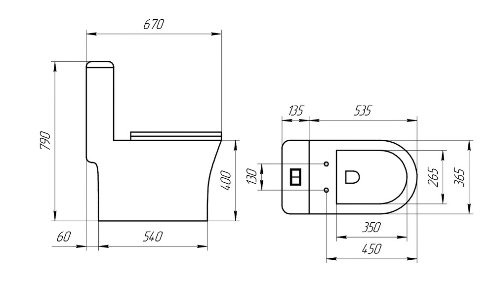 Унитаз-монолит безободковый EvaGold T1060