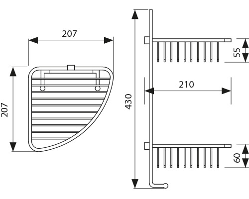 Полка настенная (двойная) угловая Kaiser KH-5071 бронза
