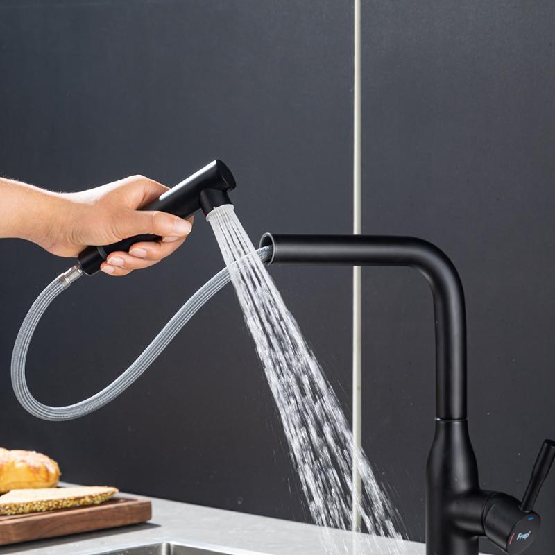 Вытяжной смеситель для кухни Frap H97 F6096-6 черный