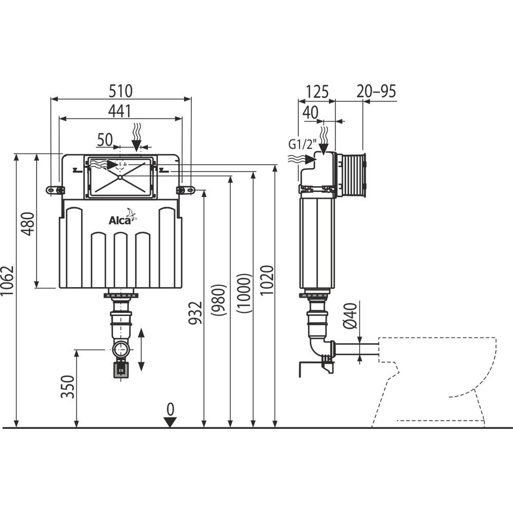 Бачок для унитаза скрытого монтажа Alcaplast Basicmodul AM112-0001
