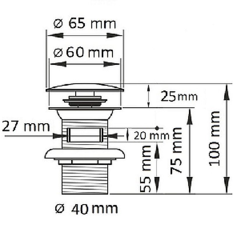 Донный клапан для раковины CeramaLux RD001 с переливом белый