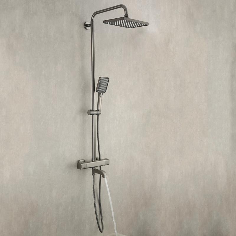 Душевая система с термостатом Gappo G91 G2491-9 оружейная сталь