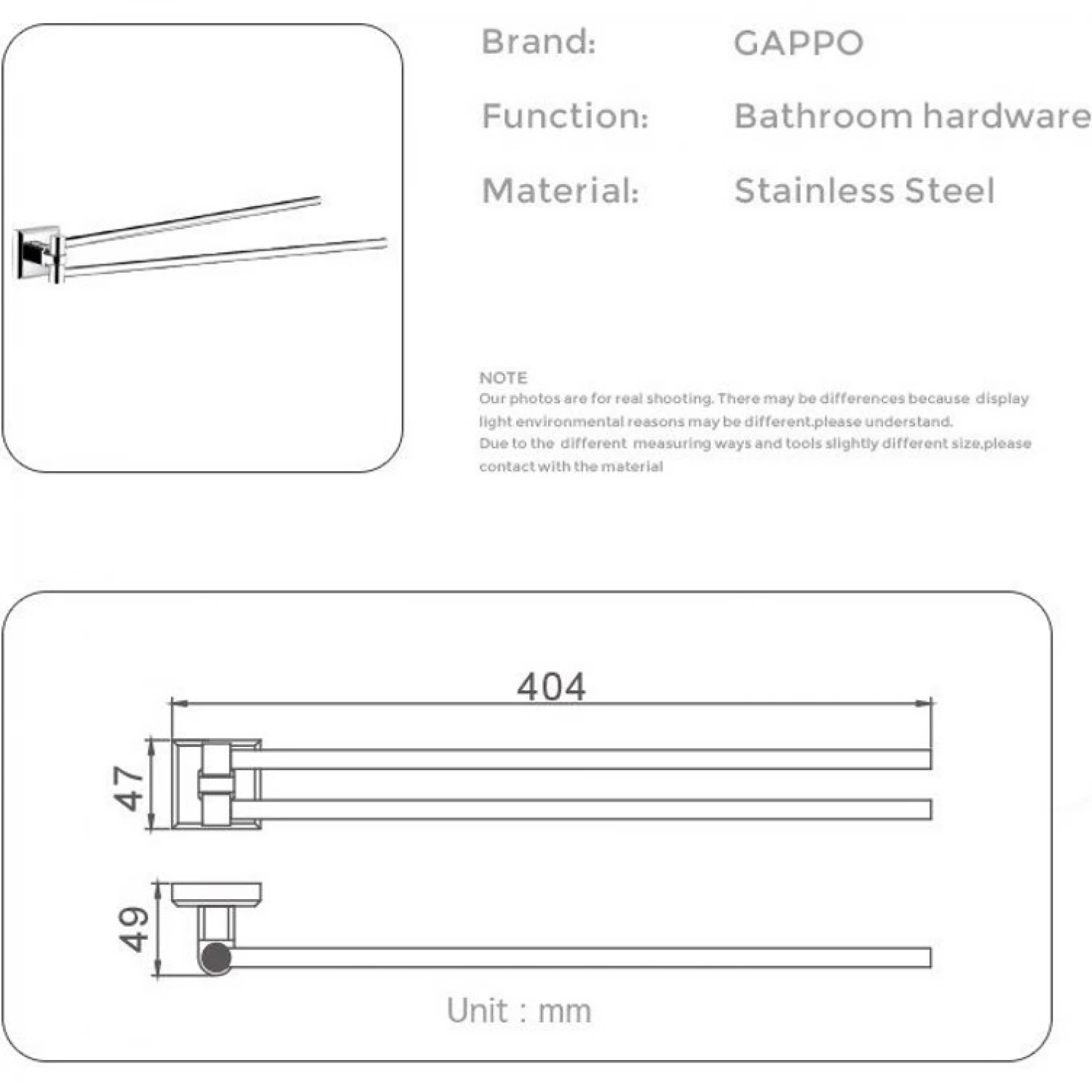 Полотенцедержатель 2-й Gappo G38 G3812 хром