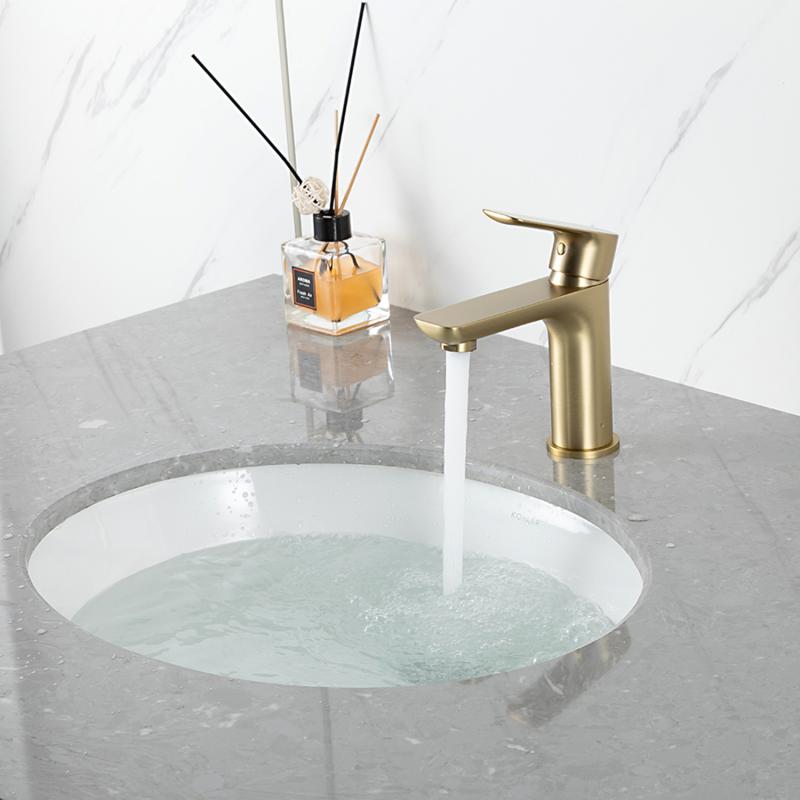 Смеситель для раковины Gappo G48-3 G1048-3 золотой сатин