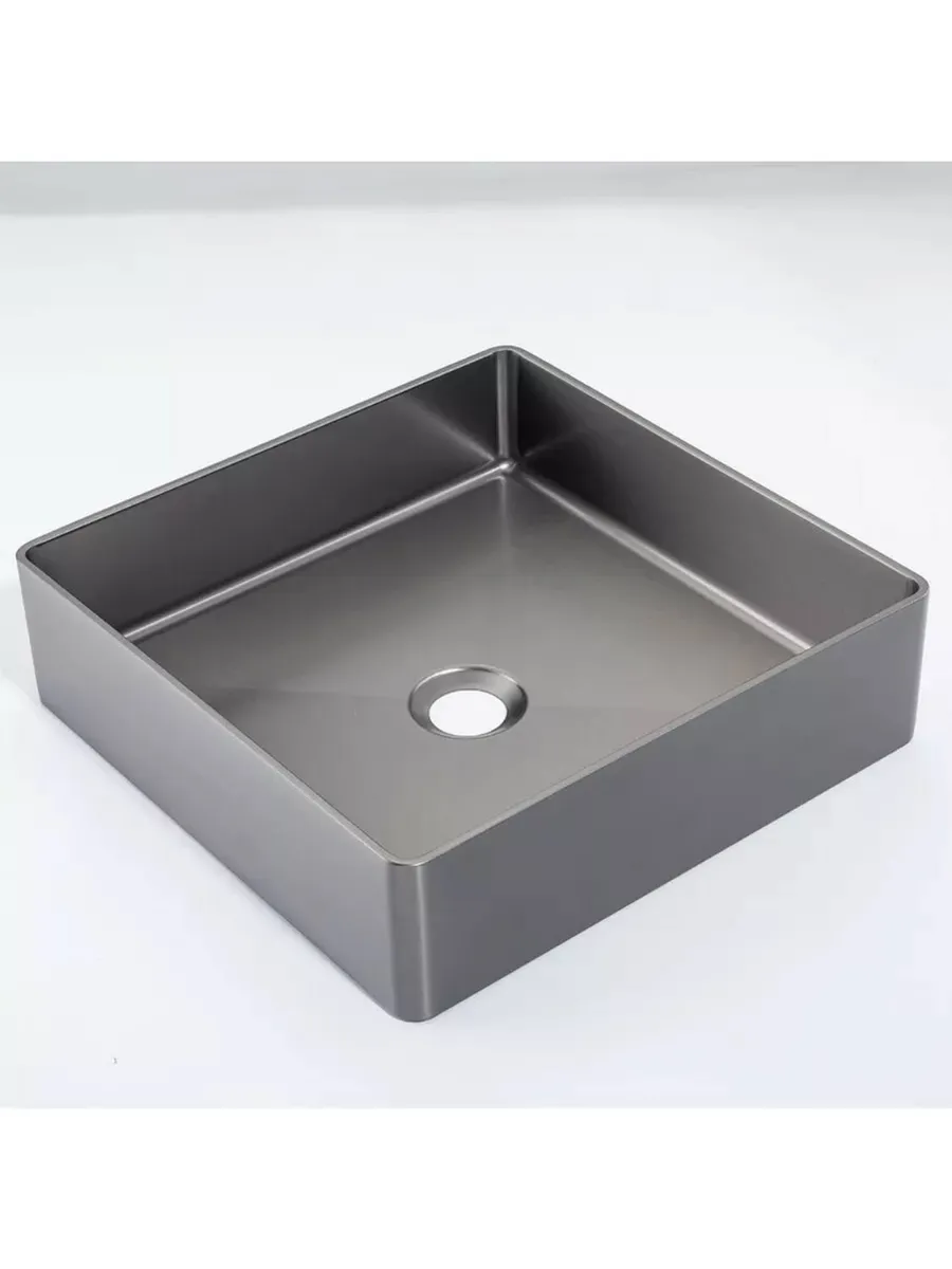 Накладная раковина 36*36 с донным клапаном Gappo GX201-9 оружейная сталь