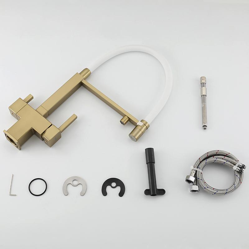 Смеситель для кухни с фильтром Gappo G95 G4395-53 золотой сатин